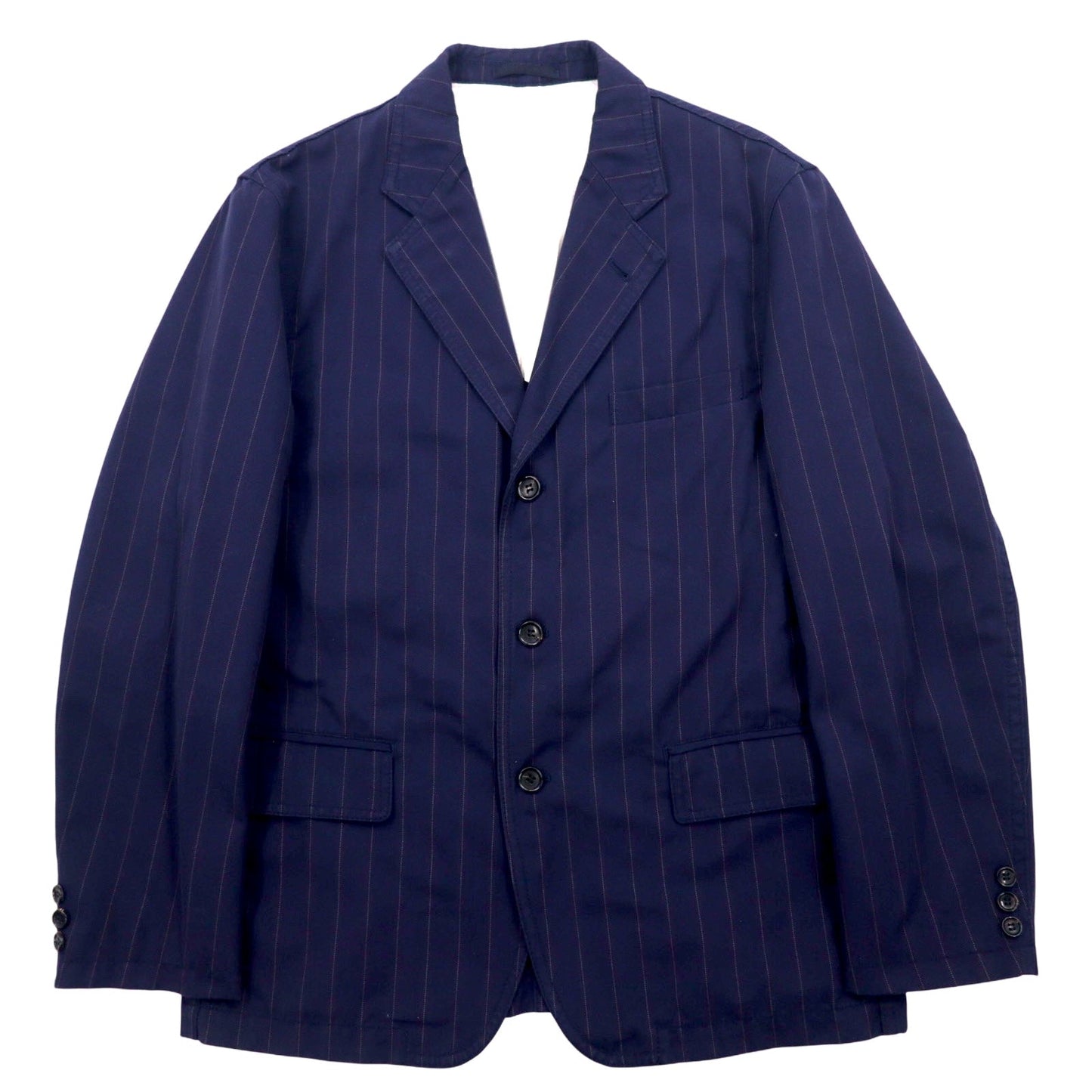 COMME des GARCONS HOMME 3B テーラードジャケット M ネイビー ストライプ ポリエステル コットン HM-J027 日本製