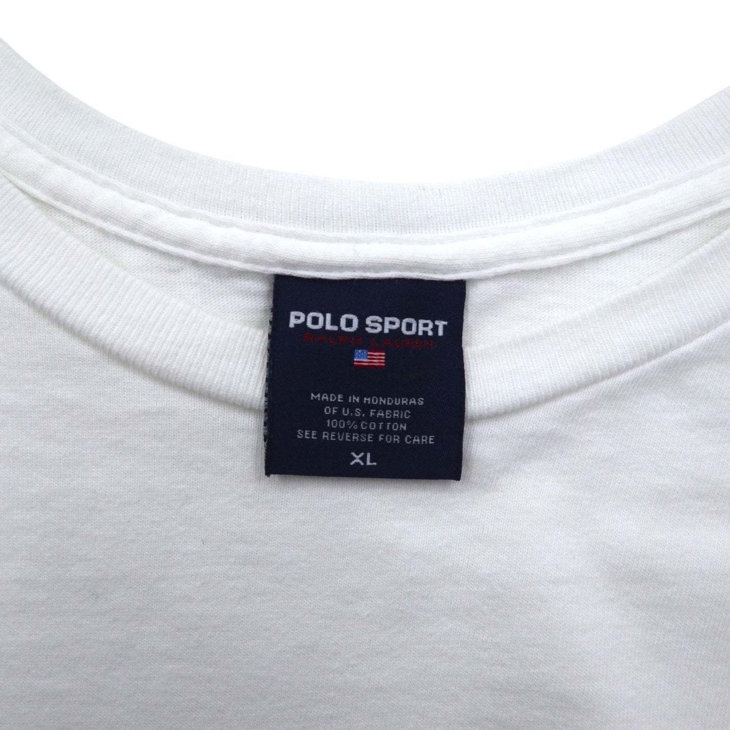 POLO SPORT RALPH LAUREN 90年代 ロングスリーブTシャツ ロンT XL ホワイト U.S.R.L.67 袖ロゴ ホンジュラス製
