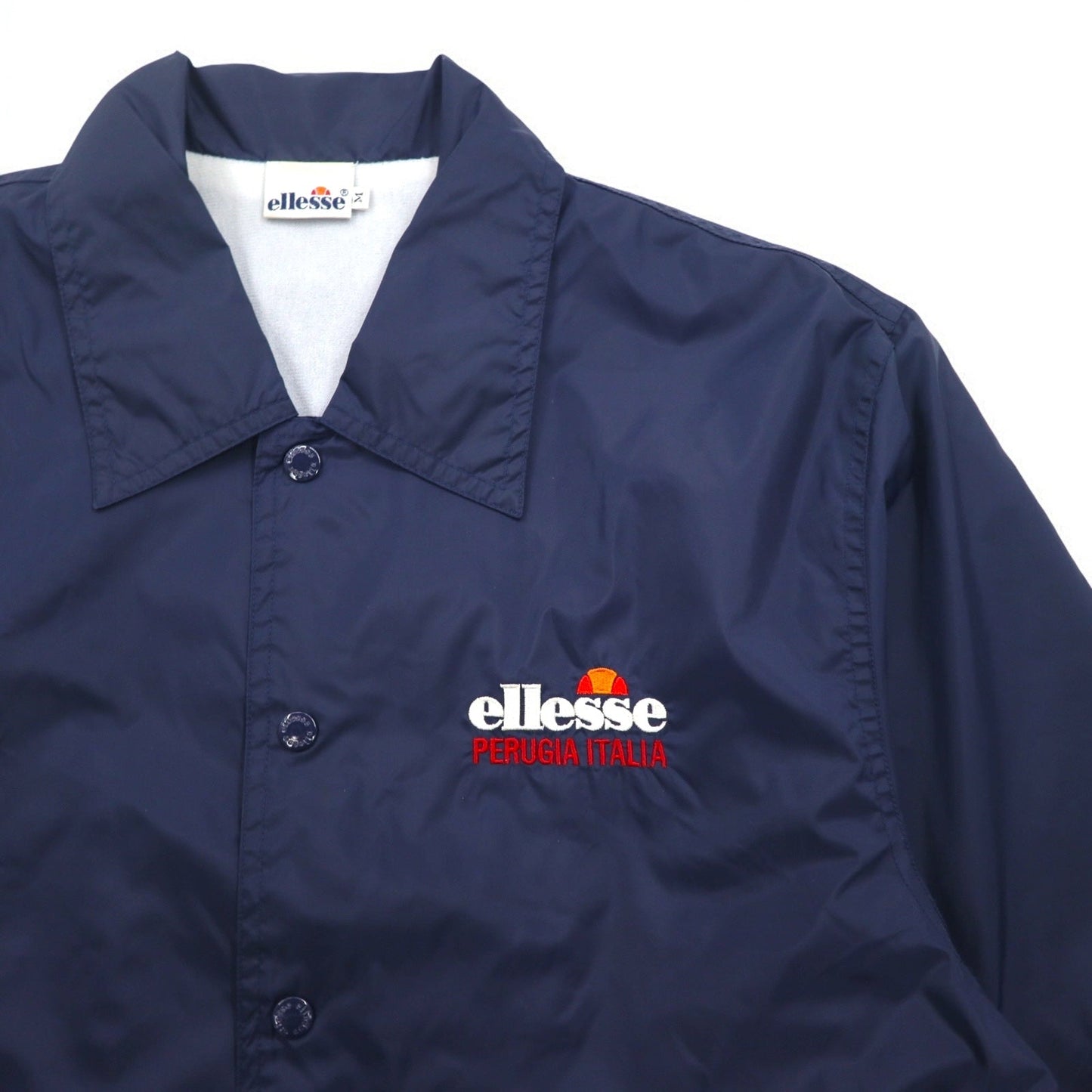 ellesse 90年代 コーチジャケット M ネイビー ポリエステル テープロゴ スナップボタン