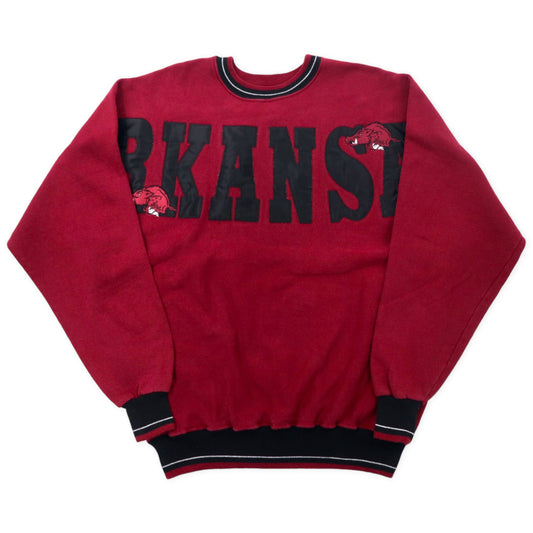 LEGENDS USA製 リブライン カレッジスウェット L ボルドー コットン 裏起毛 NCAA ARKANSAS UNIVERSITY ビッグサイズ