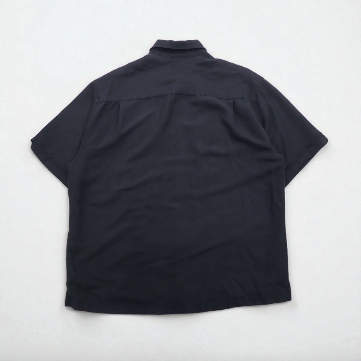 CUBAVERA ラインデザイン キューバシャツ XL ブラック レーヨン ポリエステル