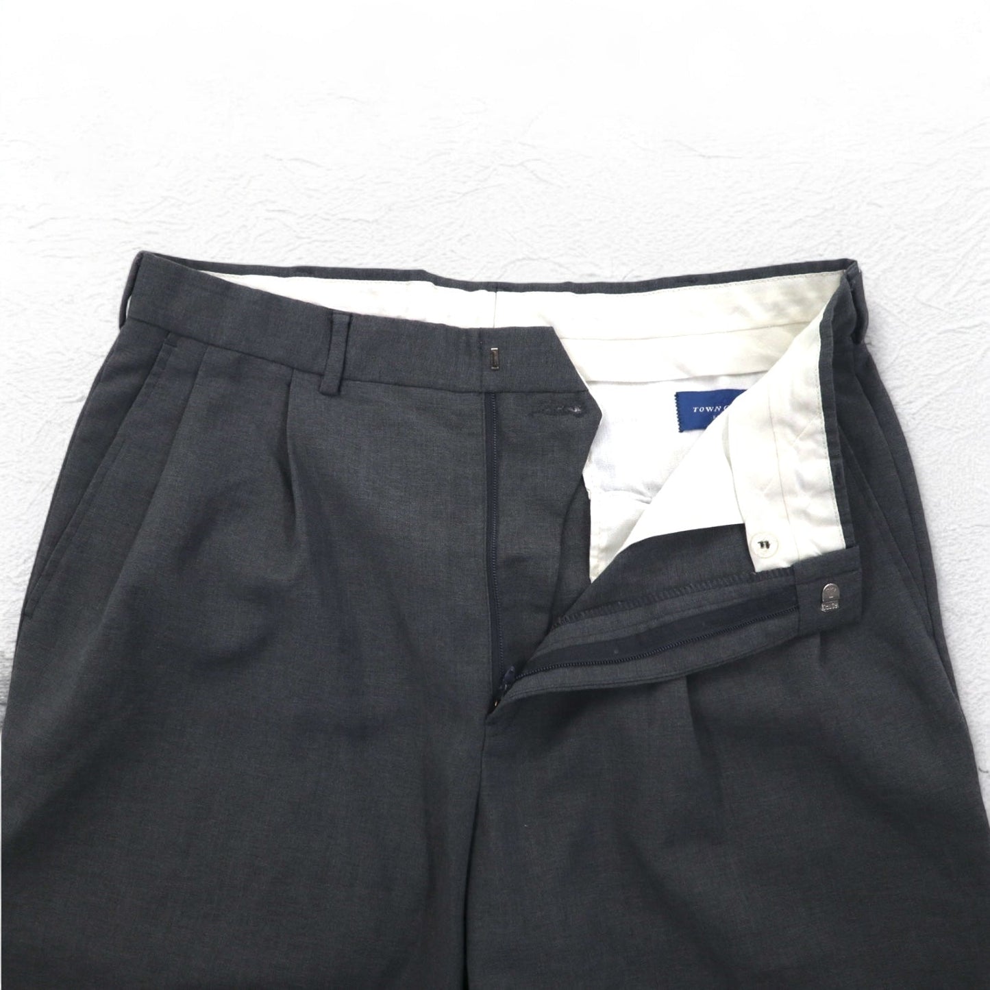 TOWN CRAFT 90年代 タック ワイド スラックスパンツ M グレー ロケットTALONジップ
