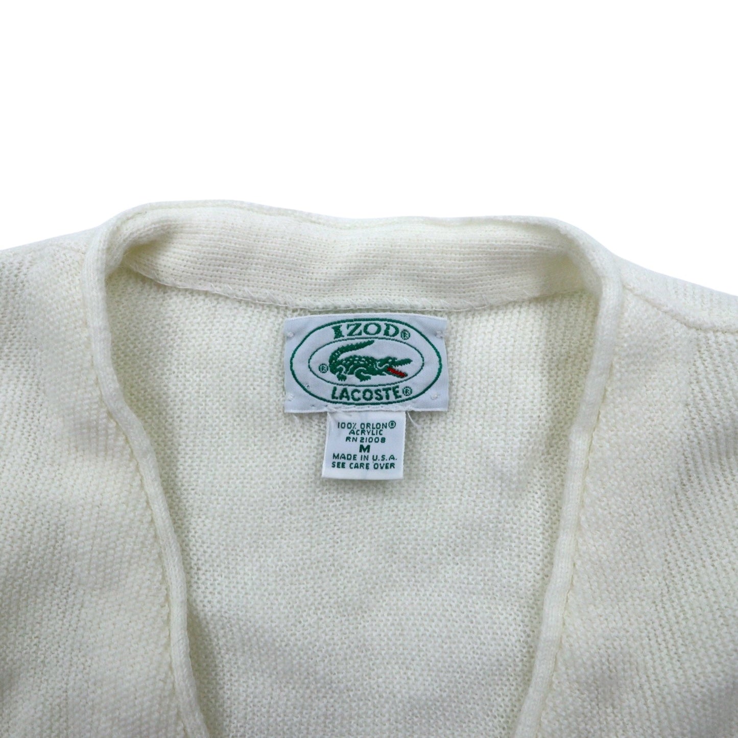 IZOD LACOSTE 80年代 USA製 アクリルニット カーディガン M ホワイト