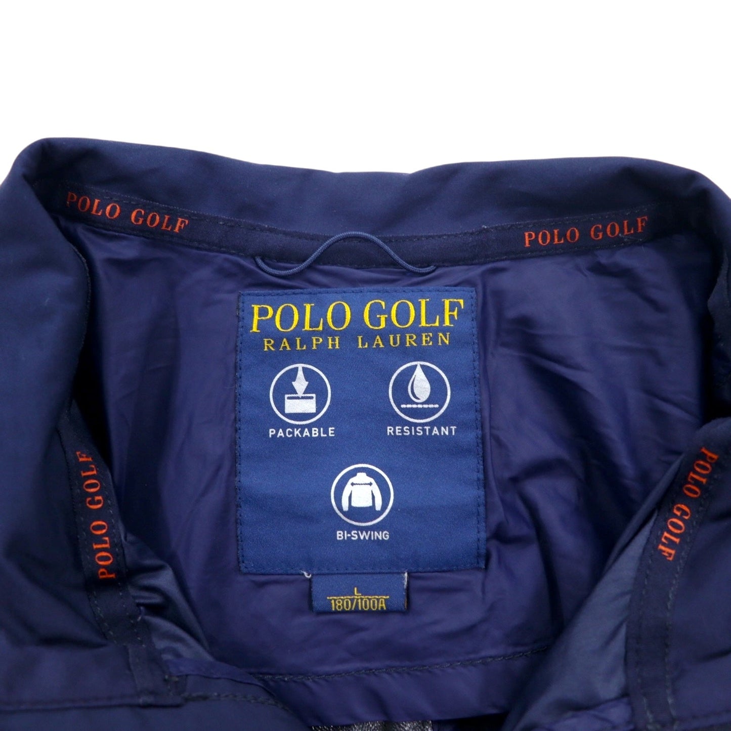 POLO GOLF RALPH LAUREN スウィングトップ ハリントンジャケット L ネイビー ポリエステル 防水 パッカブル ポニープリント