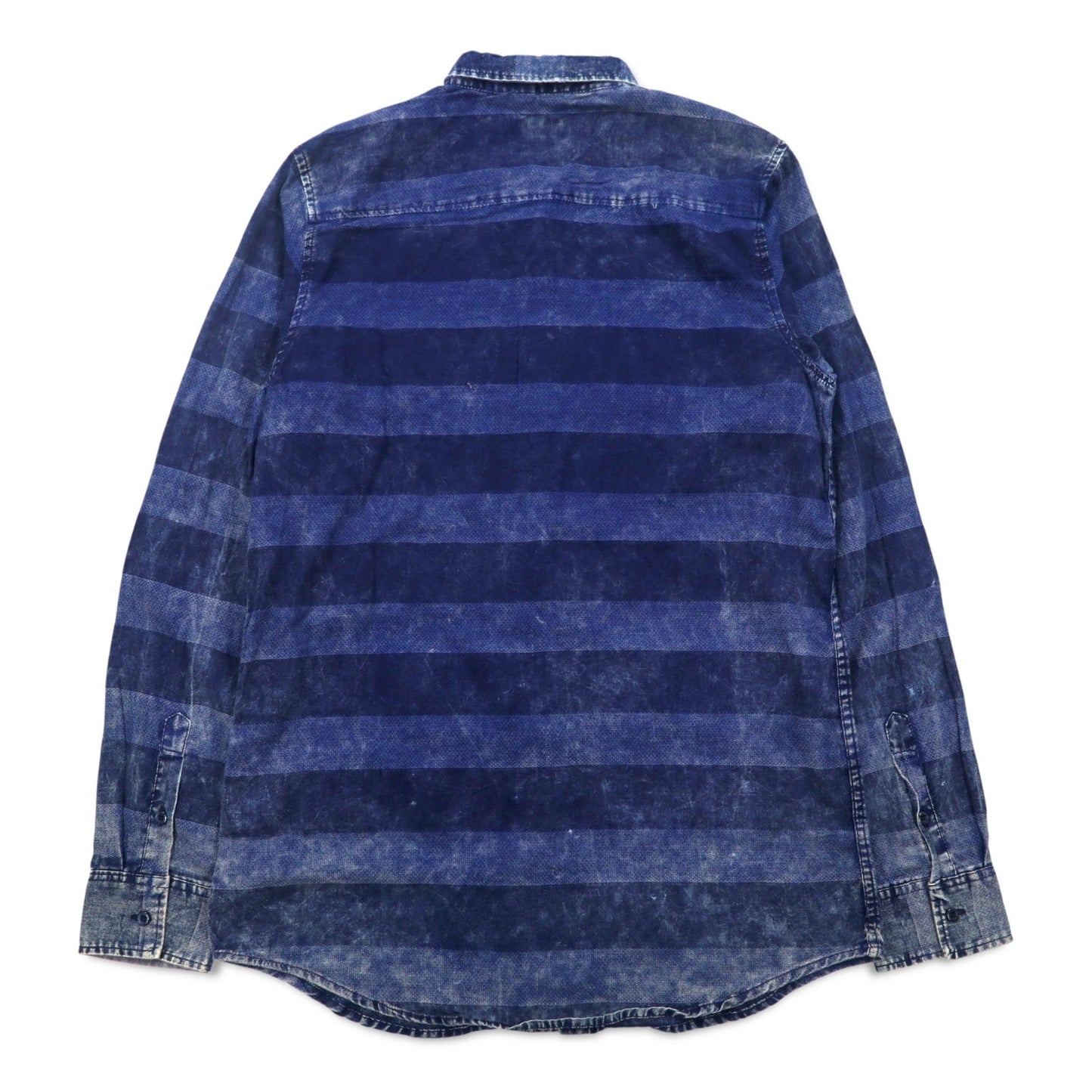 Polo by Ralph Lauren 90年代 ケミカルウォッシュ ボーダー シャツ XXL ブルー スモールポニー刺繍