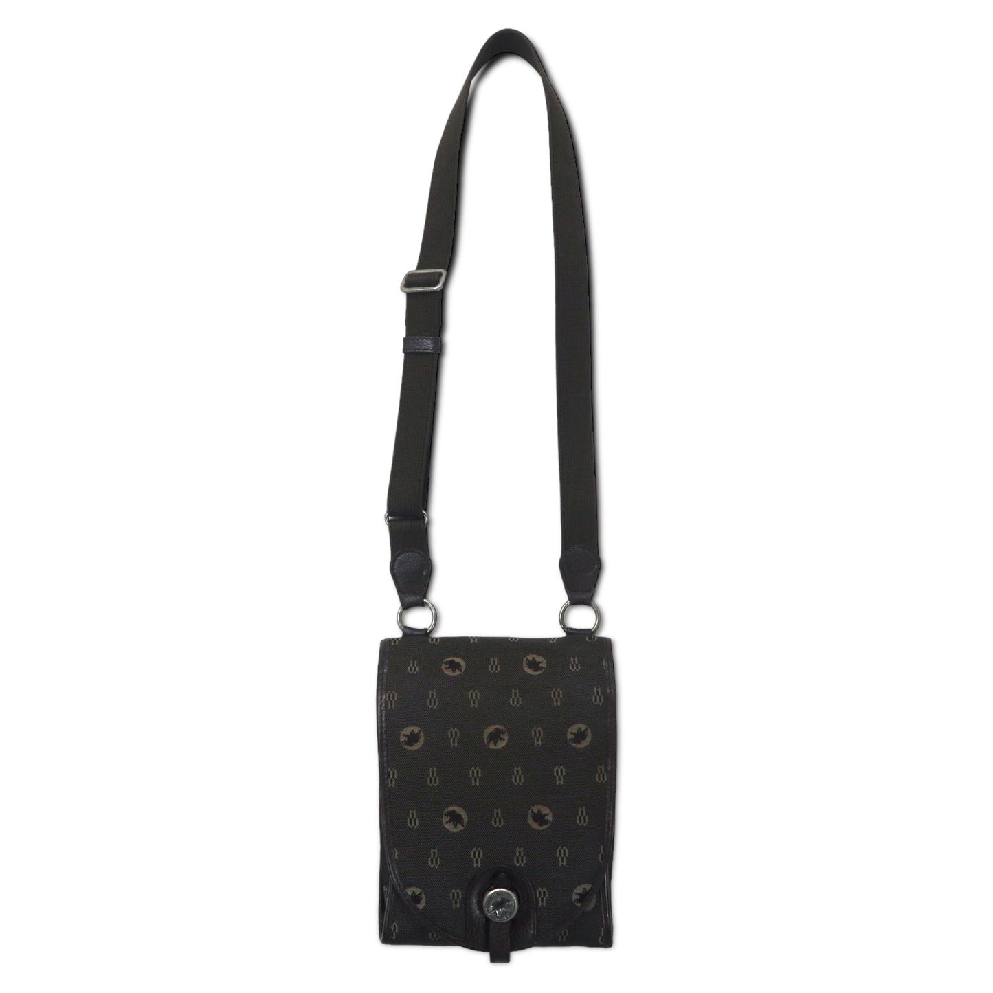 HUNTING WORLD イタリア製 モノグラム クロスボディバッグ ショルダーバッグ ブラウン キャンバス ロゴ 総柄