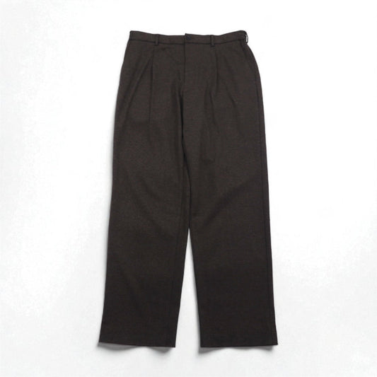 UNIQLO タック ワイドパンツ チェック イージー スラックス XL ブラウン コットン