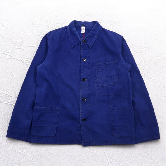Vintage 70s German Made Euro Work Jacket 70年代 ドイツ製 BUCKING DREINAHT ユーロワーク カバーオール L ブルー ヘリンボーン SANFOR