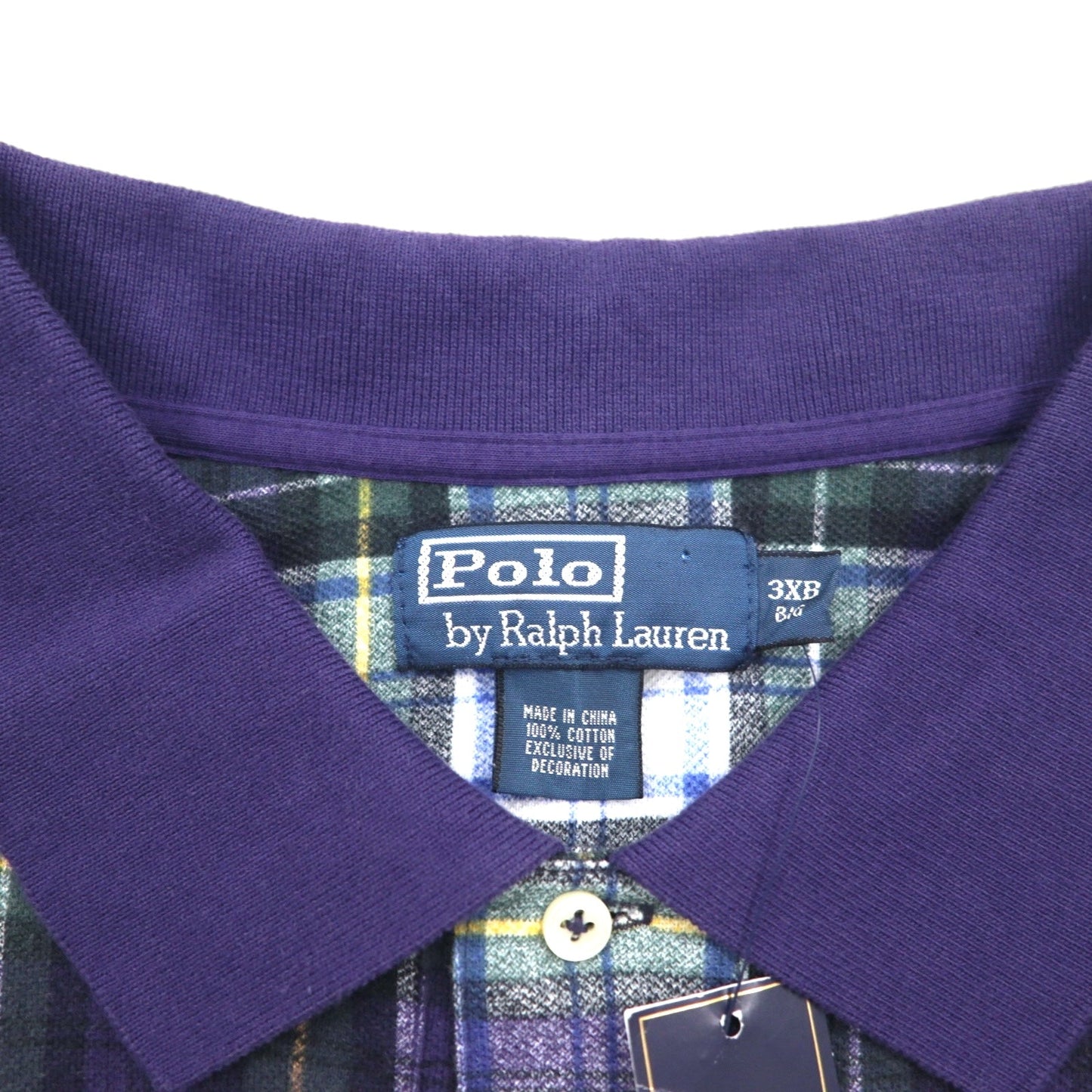 Polo by Ralph Lauren 90年代 ビッグポニー刺繍 ポロシャツ 3XL ネイビー グリーン チェック 未使用品