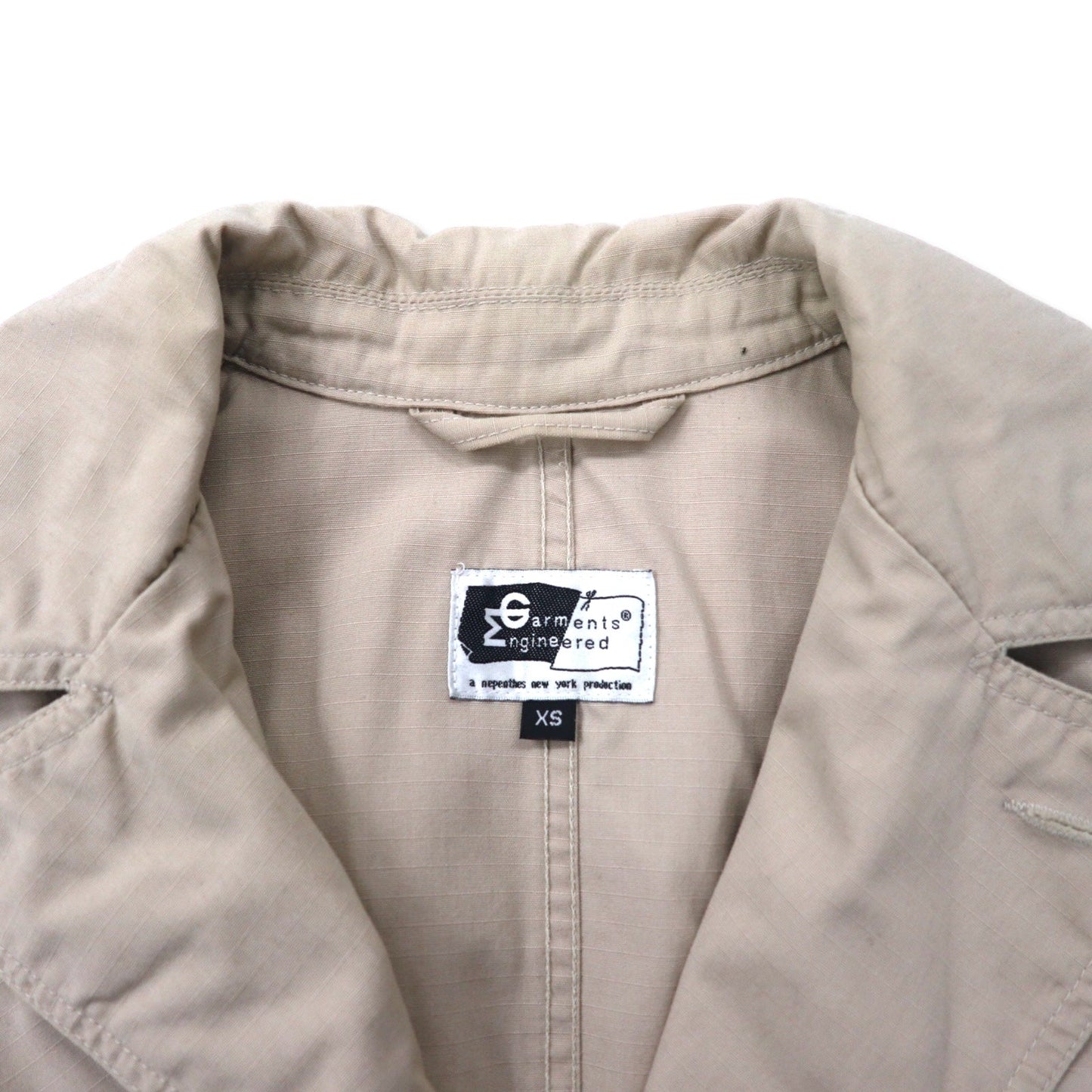 Engineerd Garments USA製 リップストップ ストームステンカラーコート XS ベージュ ナイロン コットン