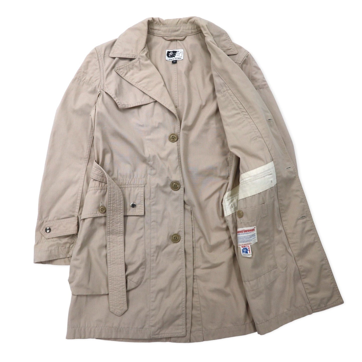 Engineerd Garments USA製 リップストップ ストームステンカラーコート XS ベージュ ナイロン コットン