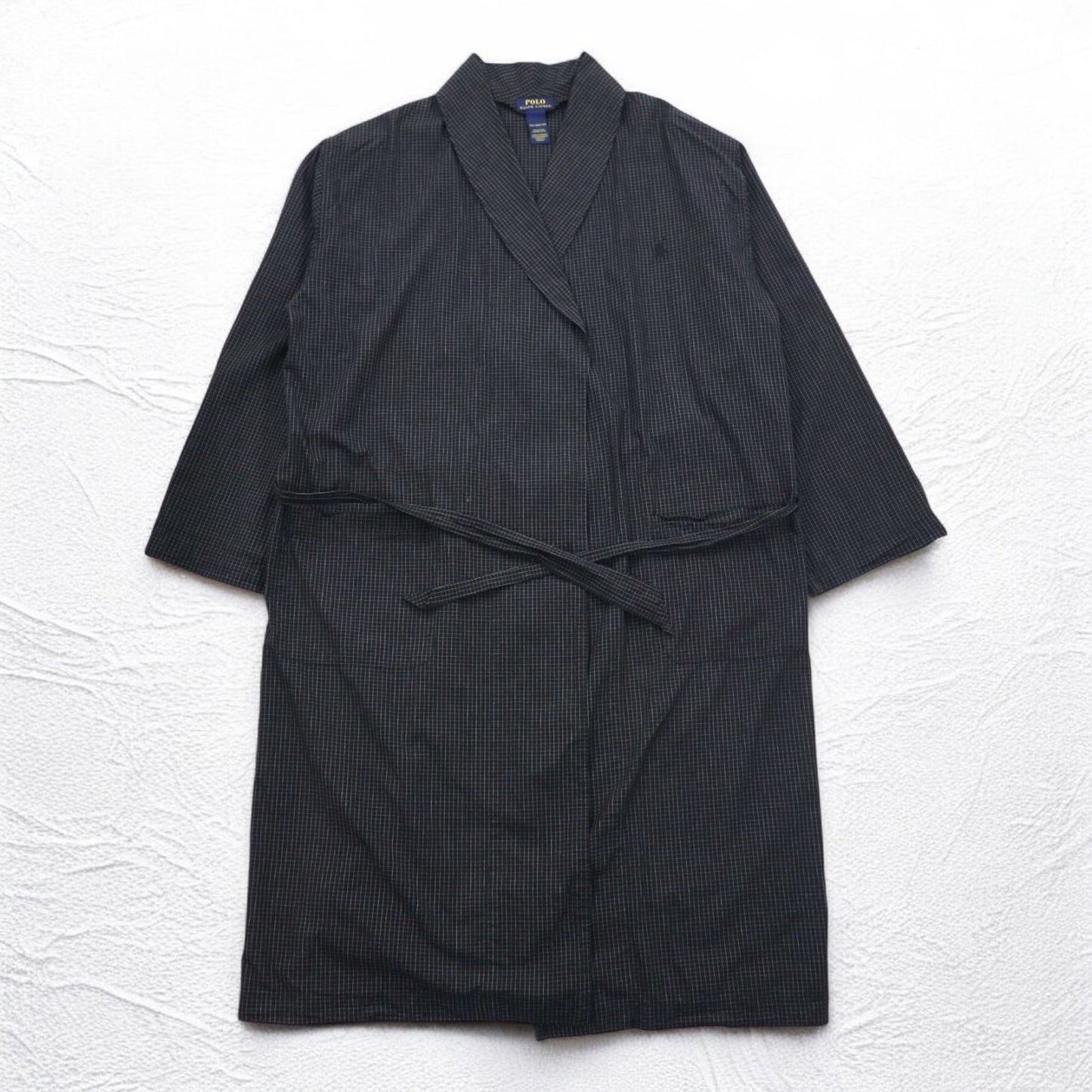 POLO RALPH LAUREN ローブコート ガウン M ブラック チェック ベルト付き Woven Robe Soho Plaid