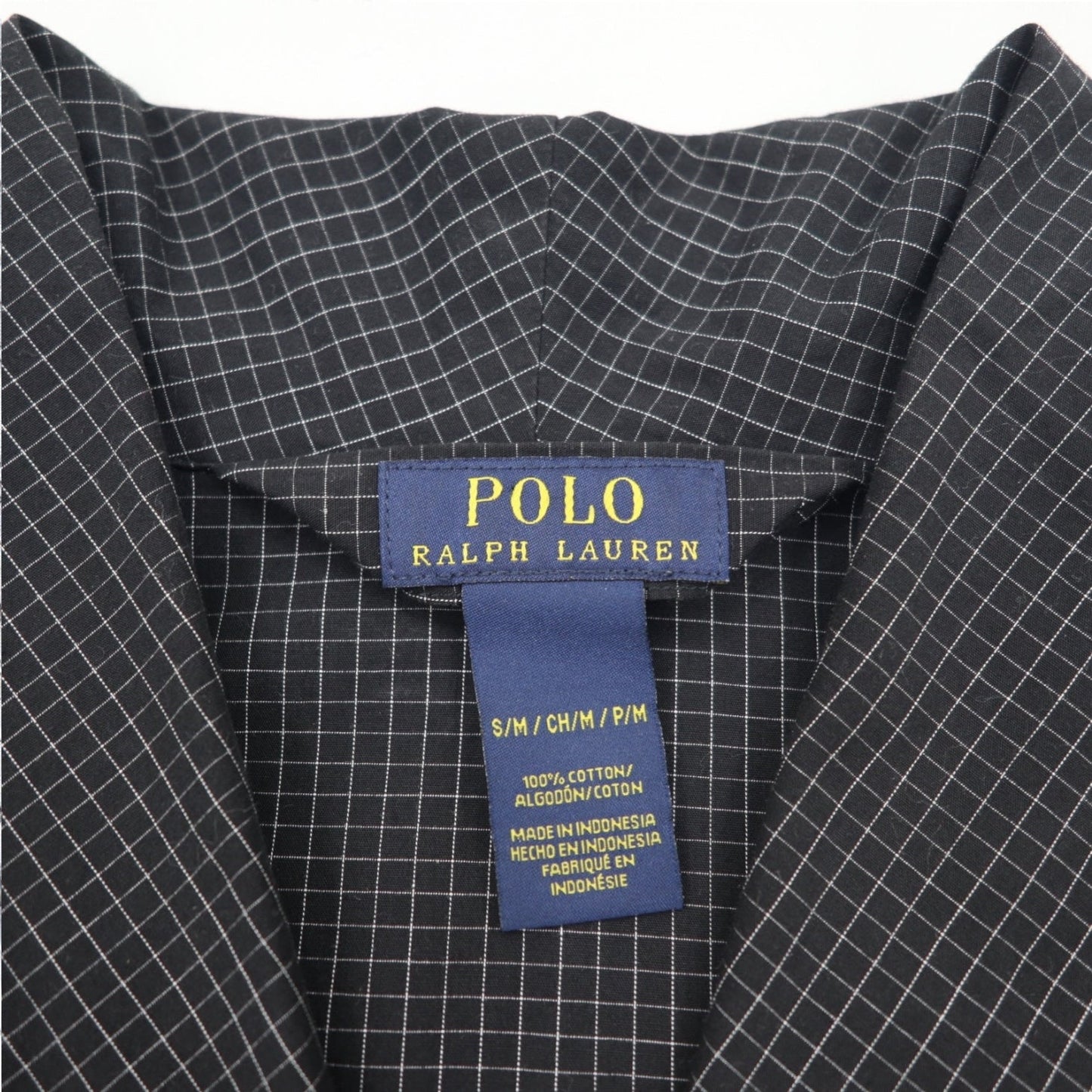 POLO RALPH LAUREN ローブコート ガウン M ブラック チェック ベルト付き Woven Robe Soho Plaid