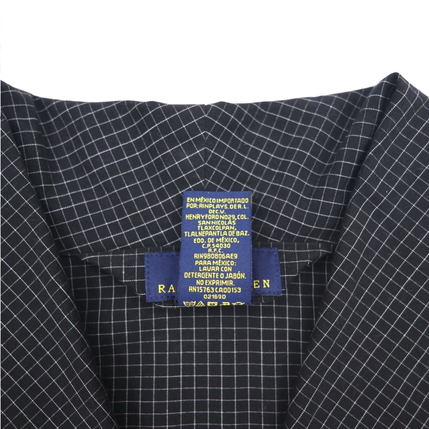 POLO RALPH LAUREN ローブコート ガウン M ブラック チェック ベルト付き Woven Robe Soho Plaid