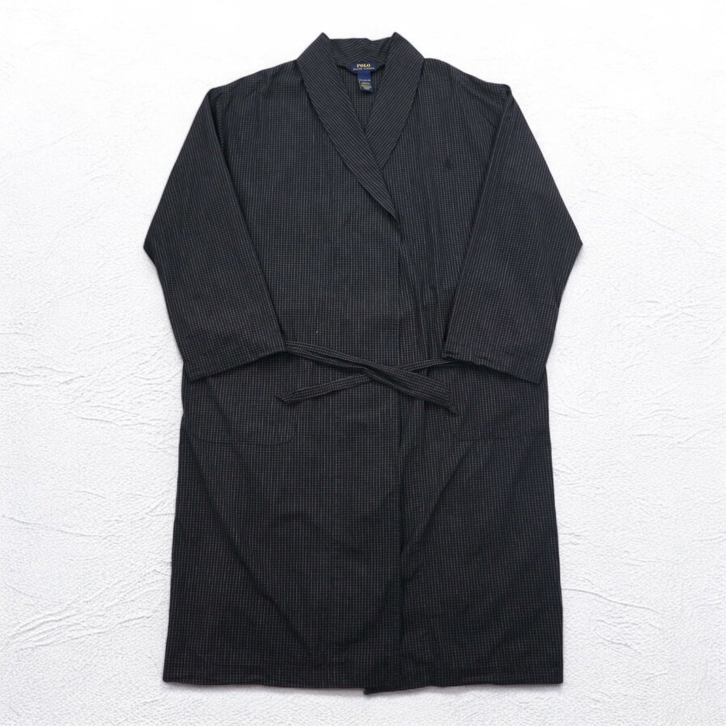 POLO RALPH LAUREN ローブコート ガウン M ブラック チェック ベルト付き Woven Robe Soho Plaid