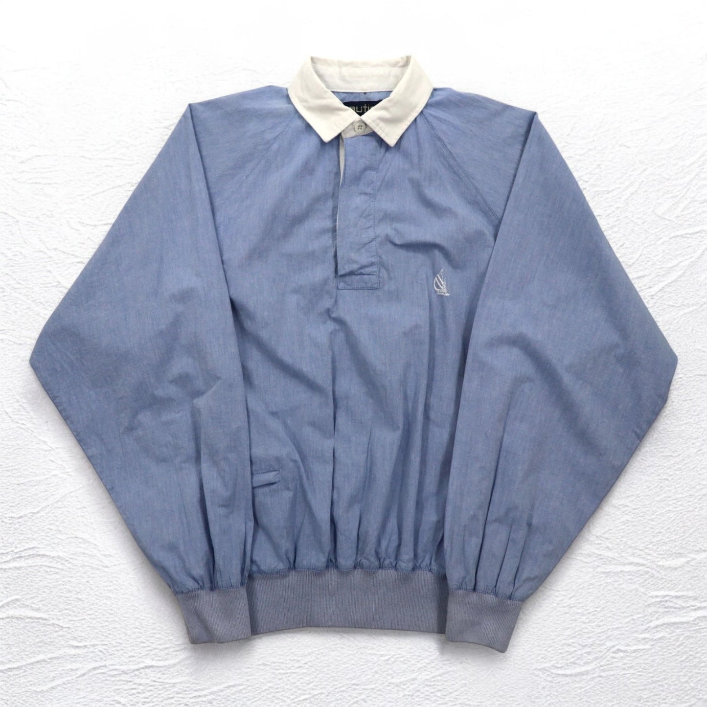 nautica 90年代 プルオーバー シャンブレーシャツ XL ブルー コットン ワンポイントロゴ刺繍