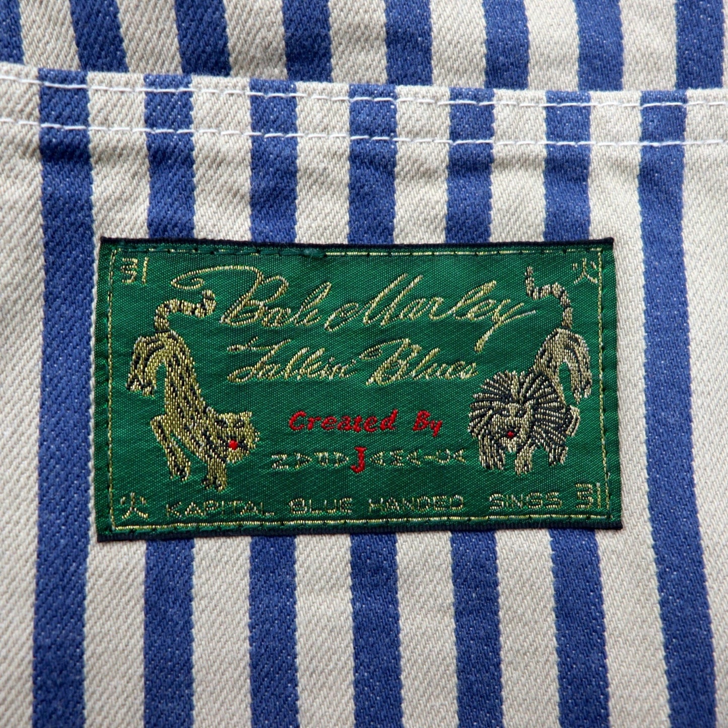 KAPITAL × ZION ROOTSWEAR オーバーオール 4 ブルー ベージュ ストライプ SINGS BOB MARLEY TALKIN’ BLUES COLLECTION ボブマーリー BK190P011