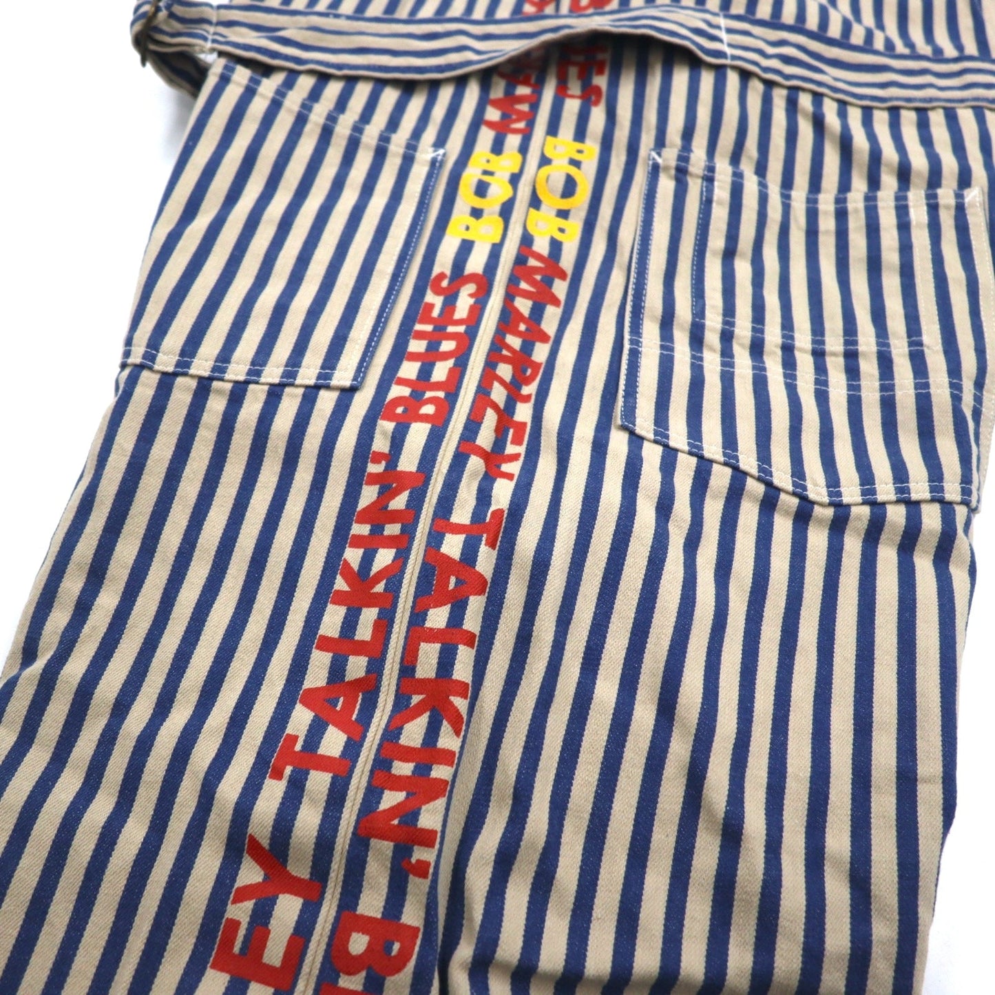KAPITAL × ZION ROOTSWEAR オーバーオール 4 ブルー ベージュ ストライプ SINGS BOB MARLEY TALKIN’ BLUES COLLECTION ボブマーリー BK190P011