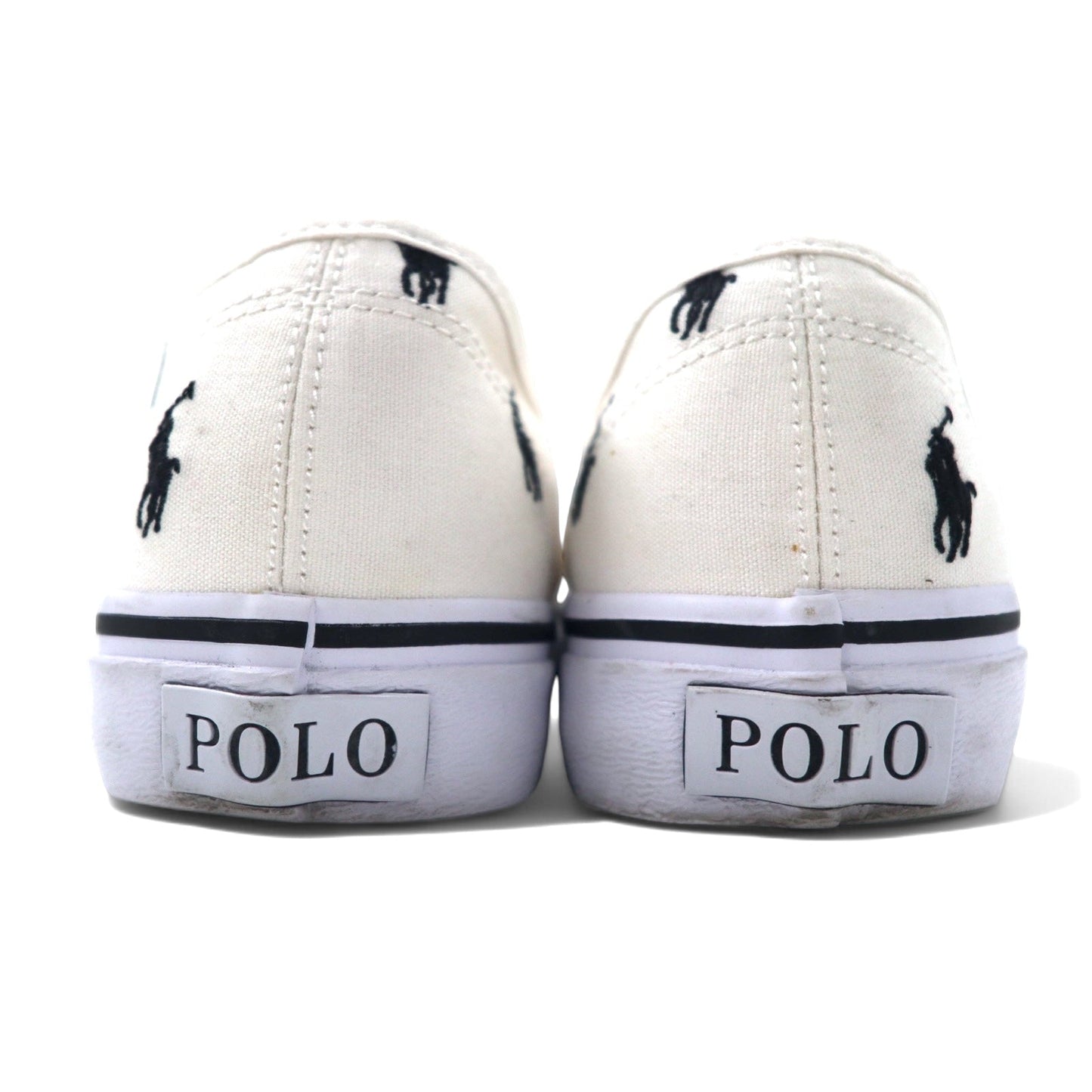 POLO RALPH LAUREN オールオーバーポニー スニーカー 26cm ホワイト コットン キャンバス 刺繍 KEATON PONY AOPP