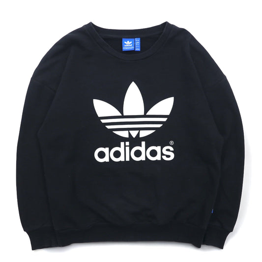 adidas originals トレフォイルロゴ ドロップショルダー スウェット M ブラック コットン AB2019