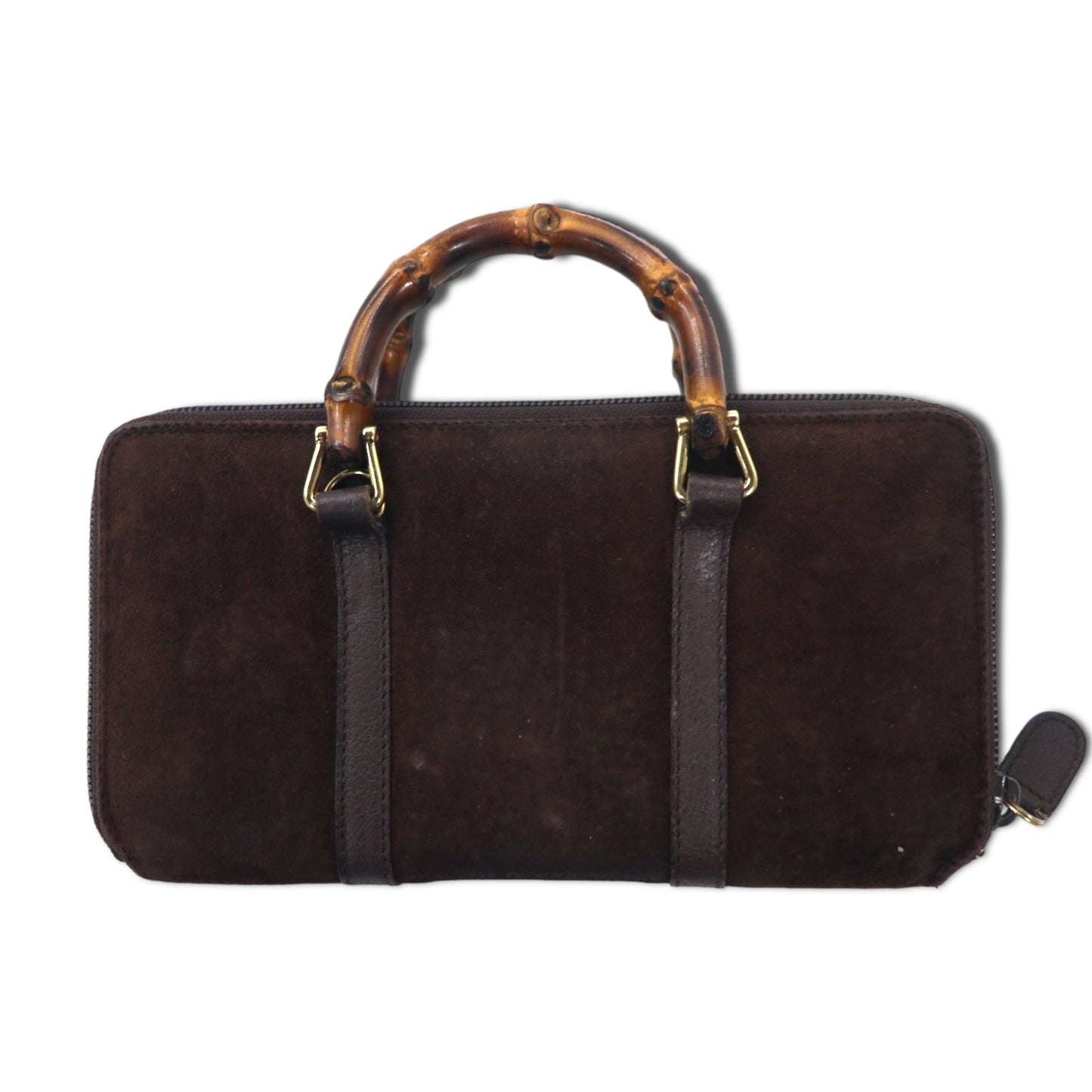 GUCCI 2WAY バンブー  ショルダー ウォレット 長財布 ブラウン スエードレザー ラウンドファスナー 039・1998・0700 オールドグッチ イタリア製