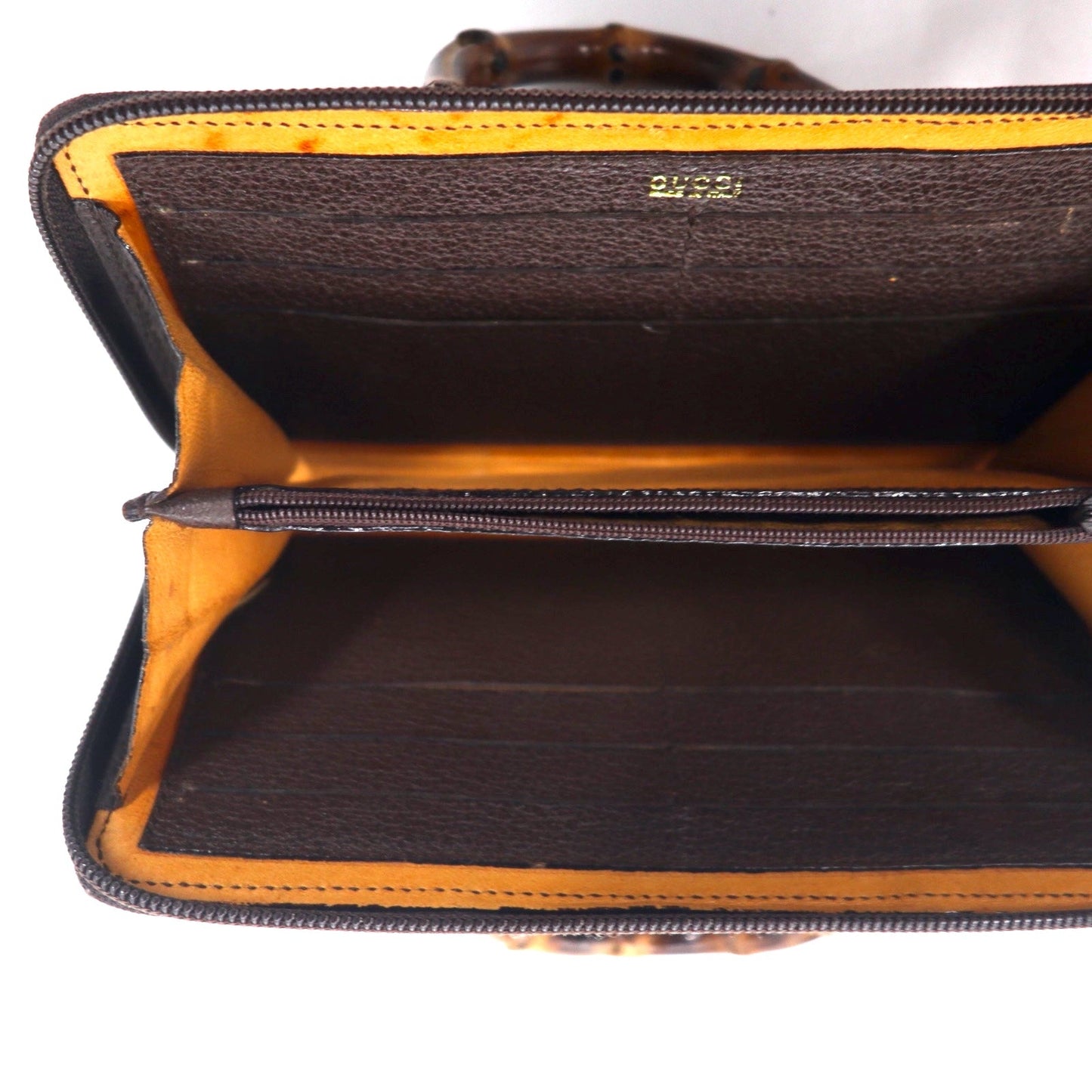GUCCI 2WAY バンブー  ショルダー ウォレット 長財布 ブラウン スエードレザー ラウンドファスナー 039・1998・0700 オールドグッチ イタリア製