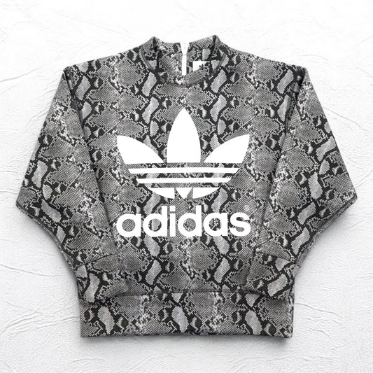 adidas Originals by HYKE スウェット CREW SWEATSHIRT Python S グレー パイソン 総柄 アニマル