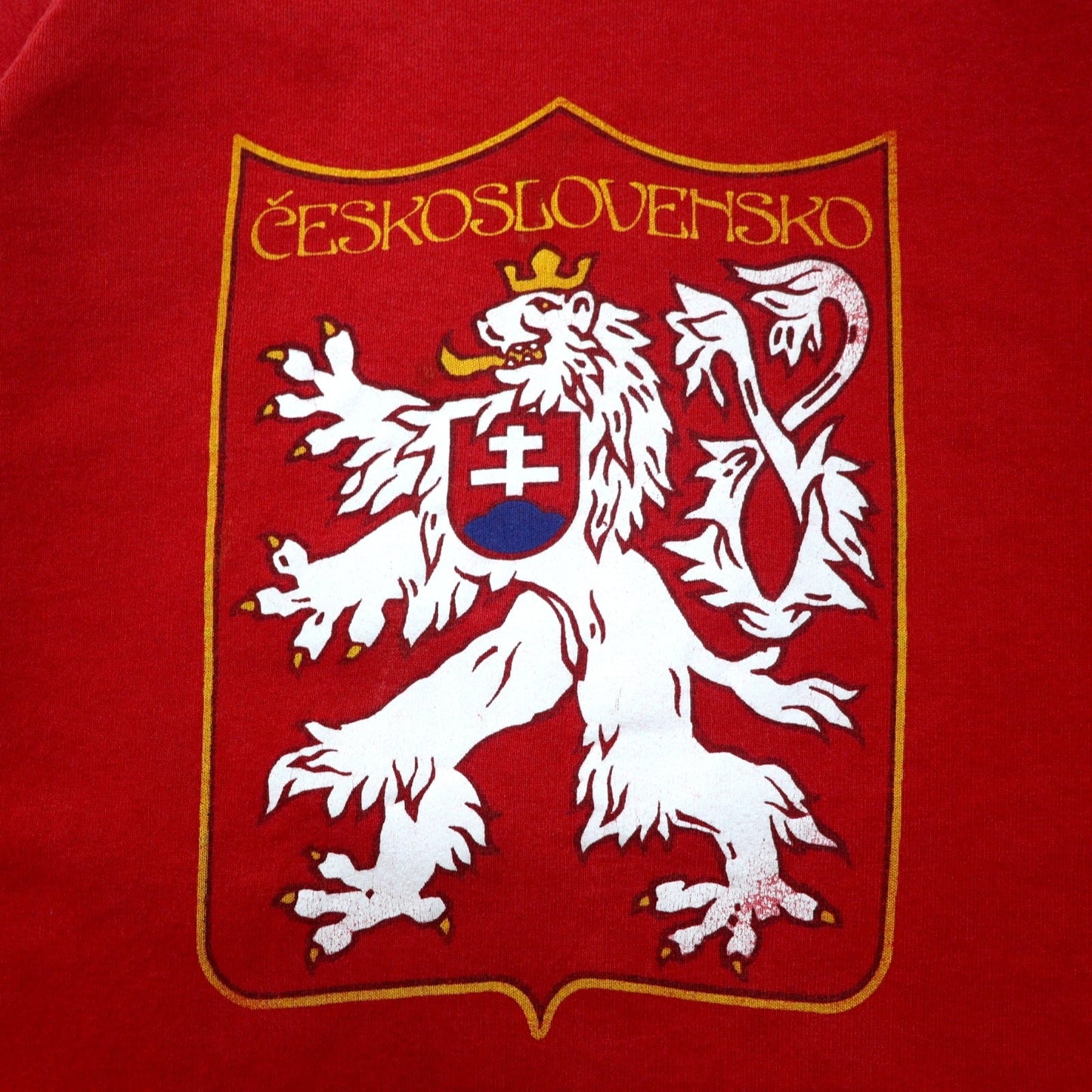 FRUIT OF THE LOOM USA製 90年代 プリント スウェット XXL レッド コットン CESKOSLOVENSKO ビッグサイズ