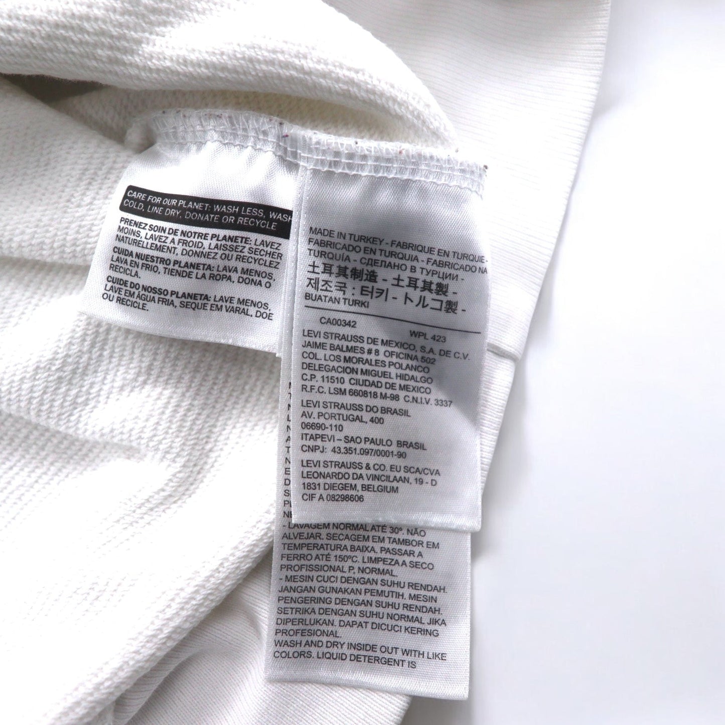 Levi's ロゴ フーディー プルオーバーパーカー S ホワイト コットン 19622-0020 トルコ製