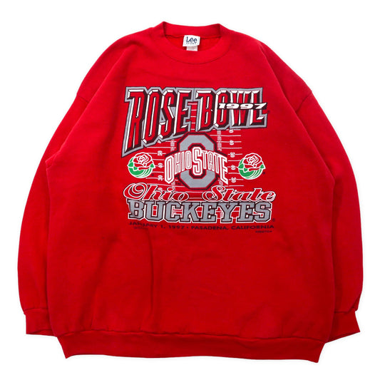 Lee SPORT USA製 90年代 カレッジ プリントスウェット 2XL レッド コットン 裏起毛 OHIO STATE BUCKEYES