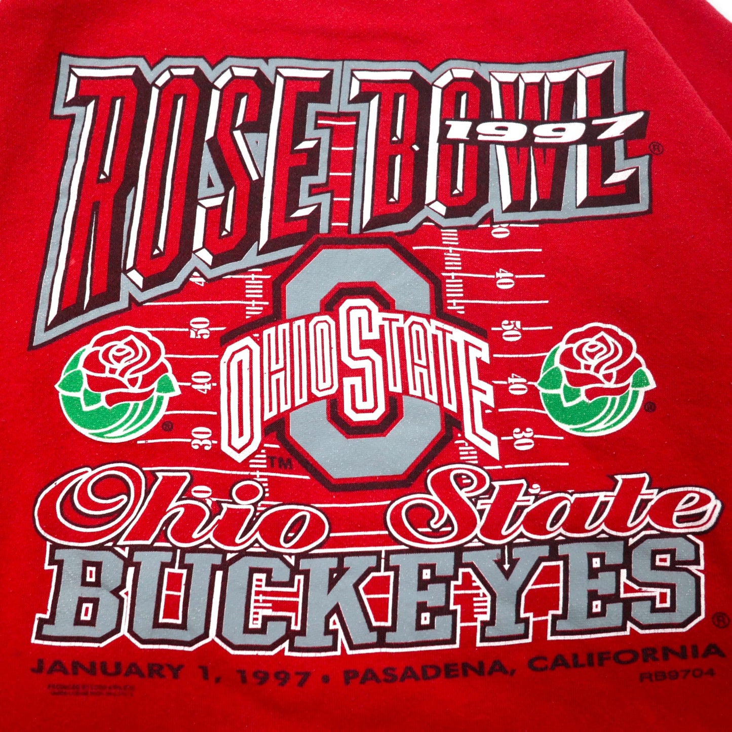 Lee SPORT USA製 90年代 カレッジ プリントスウェット 2XL レッド コットン 裏起毛 OHIO STATE BUCKEYES