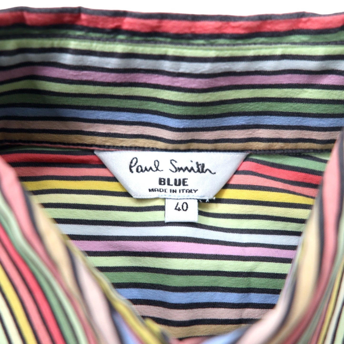 Paul Smith BLUE イタリア製 ドレスシャツ 40 マルチカラー ストライプ コットン