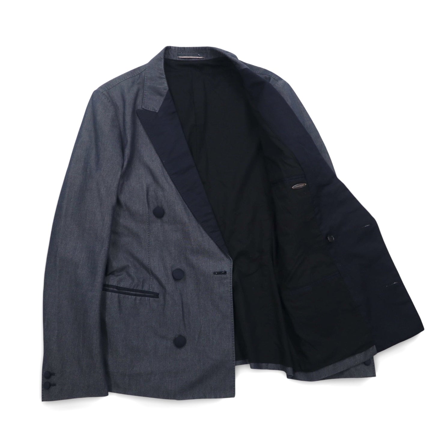 TOMORROWLAND ダブル テーラードジャケット ピークドラペル ブレザー S グレー EXTRA EGYPTIAN COTTON