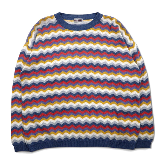 Vintage 90s Italy Made Retro Zigzag Pattern Sweater MARTINI コットン ニット  L マルチカラー ボーダー