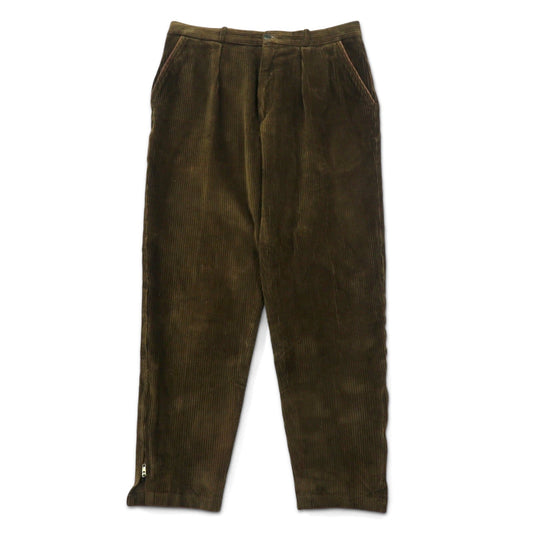フランス製 80年代 Charles Dubourg テーパード コーデュロイパンツ L カーキ コットン COSSERAT 裾ジップ レザー パイピング DMCジップ