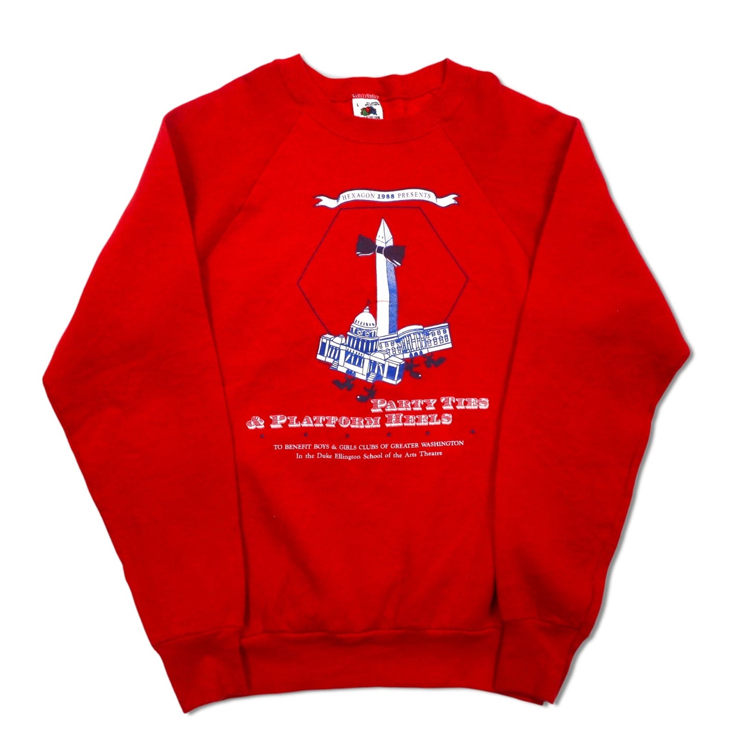 FRUIT OF THE LOOM 80年代 USA製 プリント スウェット L レッド コットン 裏起毛