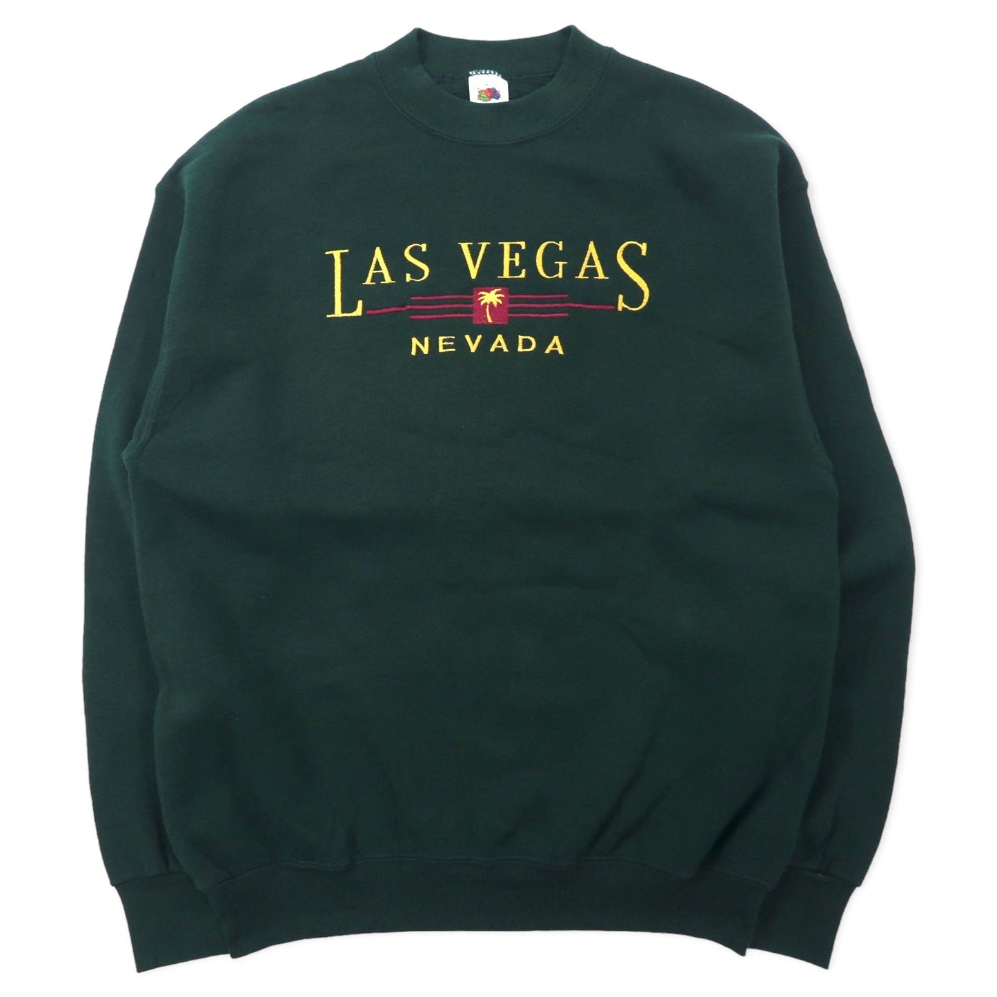 FRUIT OF THE LOOM USA製 90年代 刺繍 スウェット L グリーン コットン 裏起毛 LAS VEGAS