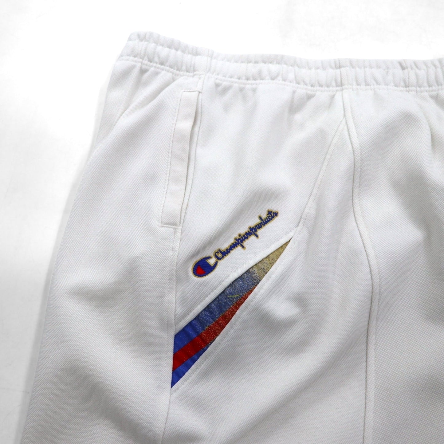 Champion 90年代 トラックパンツ ジャージ XL ホワイト ポリエステル 裾ジップ スリット 日本製