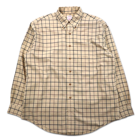 Brooks Brothers ウィンドペンチェック ボタンダウンシャツ L ベージュ コットン ノンアイロン