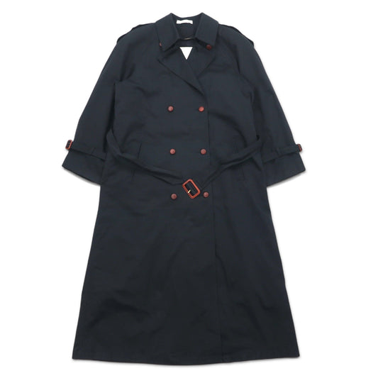 90s Vintage Trench Double-Breasted Coat Misty Harbor トレンチコート M ブラック コットン チェックライナー着脱式 ベルト付き