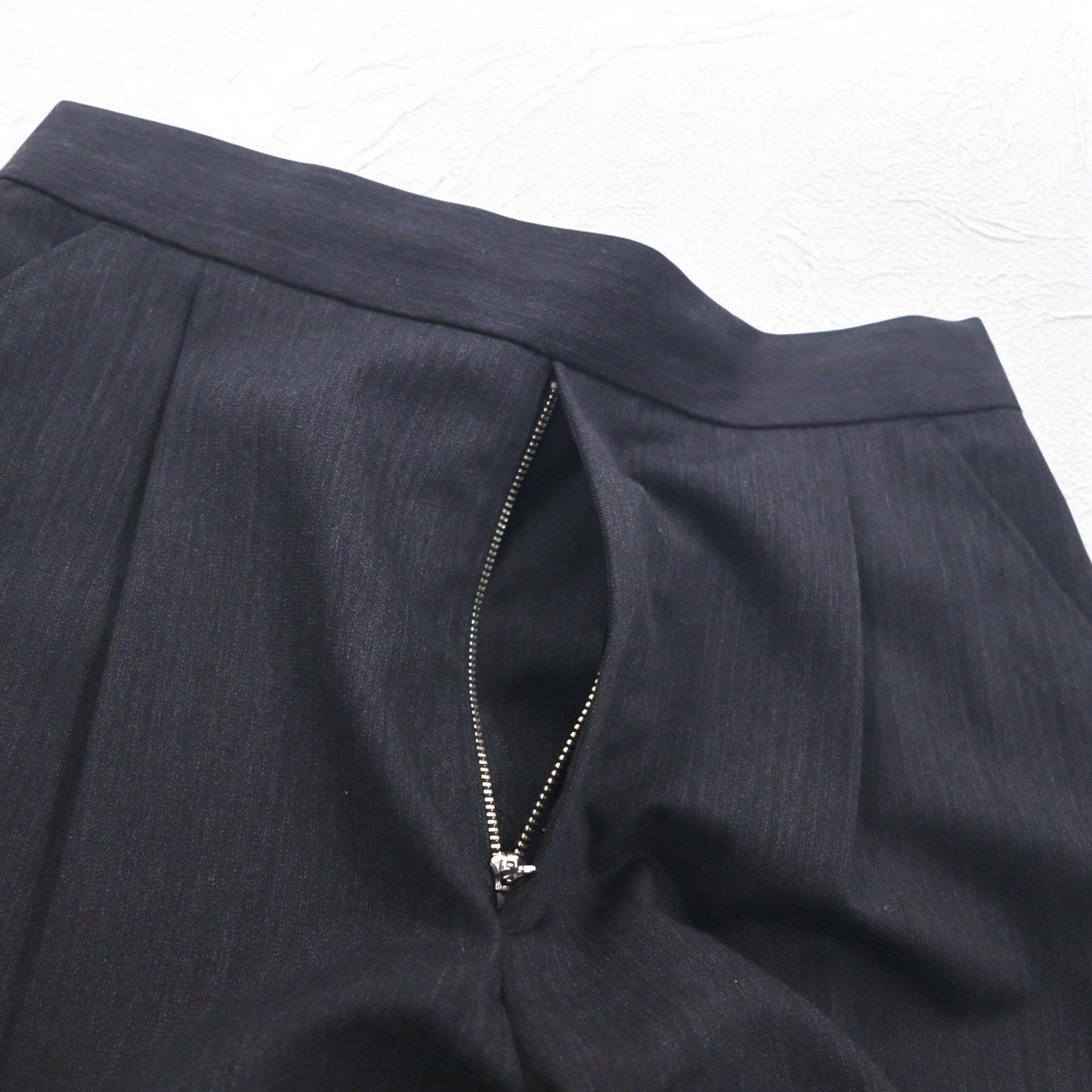 SOUMO タック ワイド スラックス パンツ M グレー ウール スリット 日本製