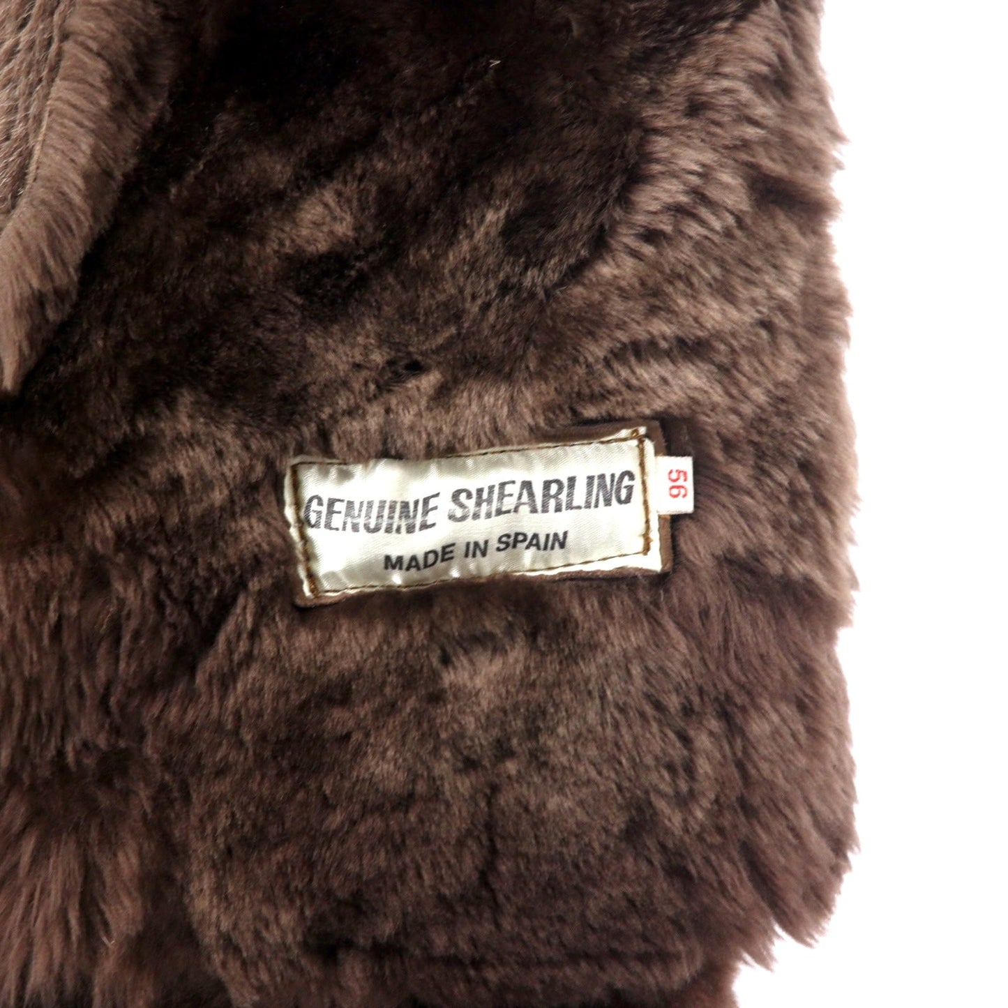 GENUINE SHEARLING スペイン製 80年代 ショールカラー ムートンステンカラーコート L ブラウン 羊革