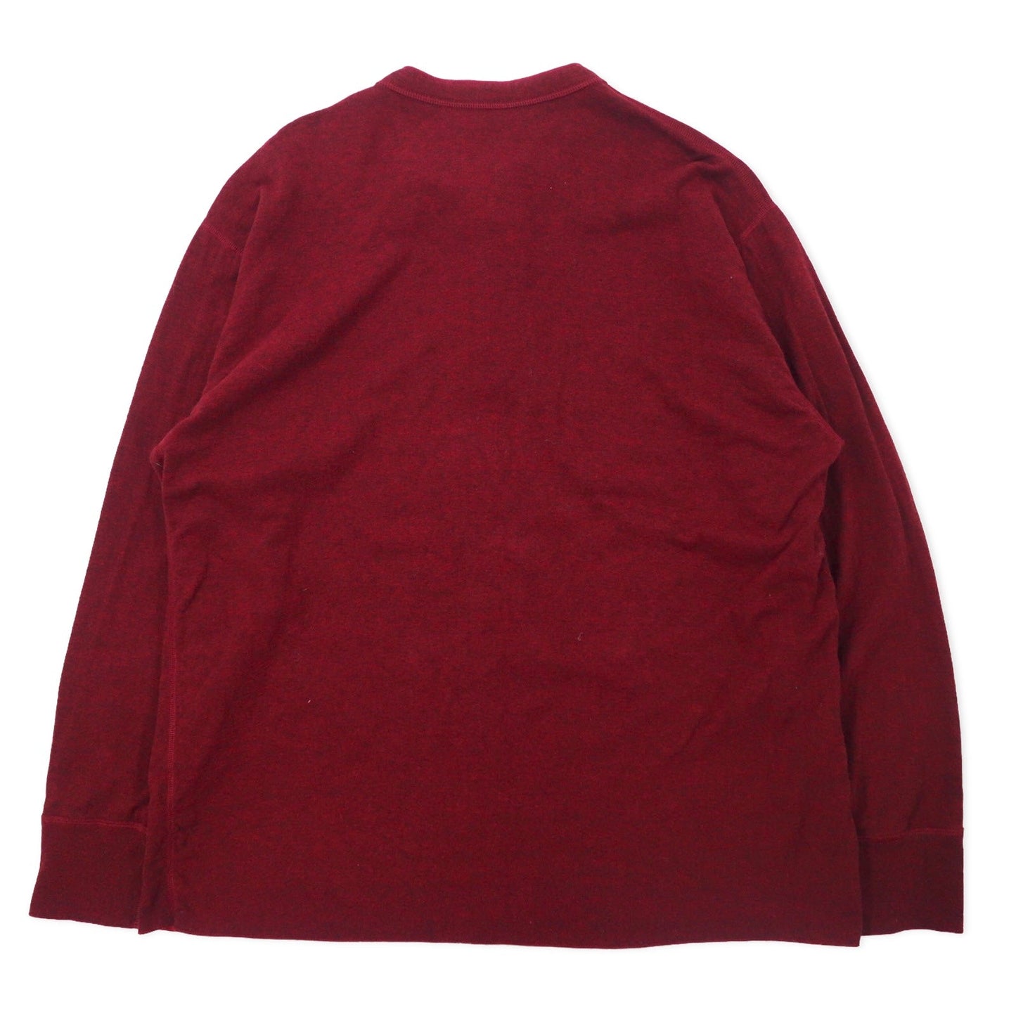 L.L.Bean カナダ製 ヘンリーネック ロングスリーブ Tシャツ ロンT XL ボルドー コットン TRADITIONAL FIT