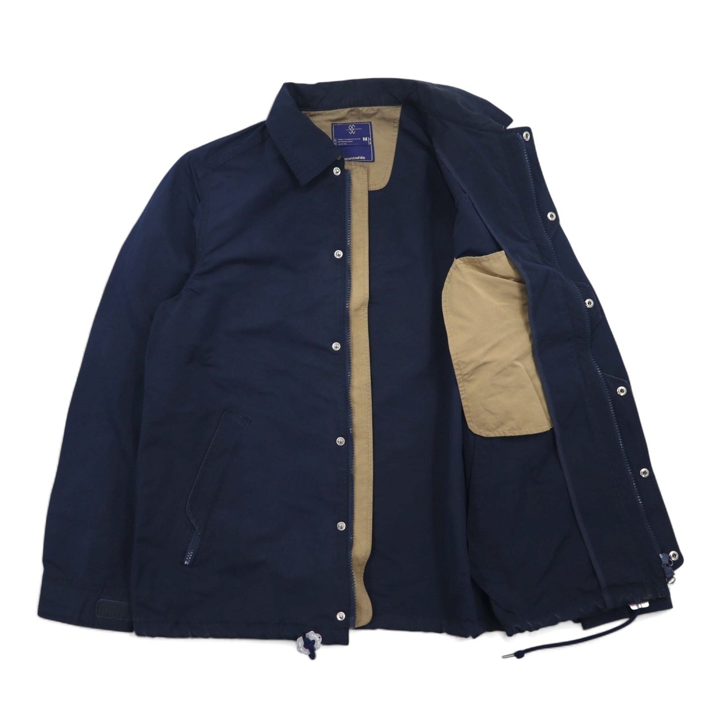 meanswhile コーチジャケット ODD JOB FLAP COACH JACKET ナイロンジャケット M ネイビー ポリエステル ドローコード ダブルジップ 日本製 MW-JKT16203