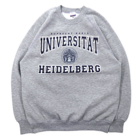 JERZEES 90年代 762 カレッジプリント ラグランスウェット M グレー コットン 裏起毛 UNIVERSIT'A'T HEIDELBERG