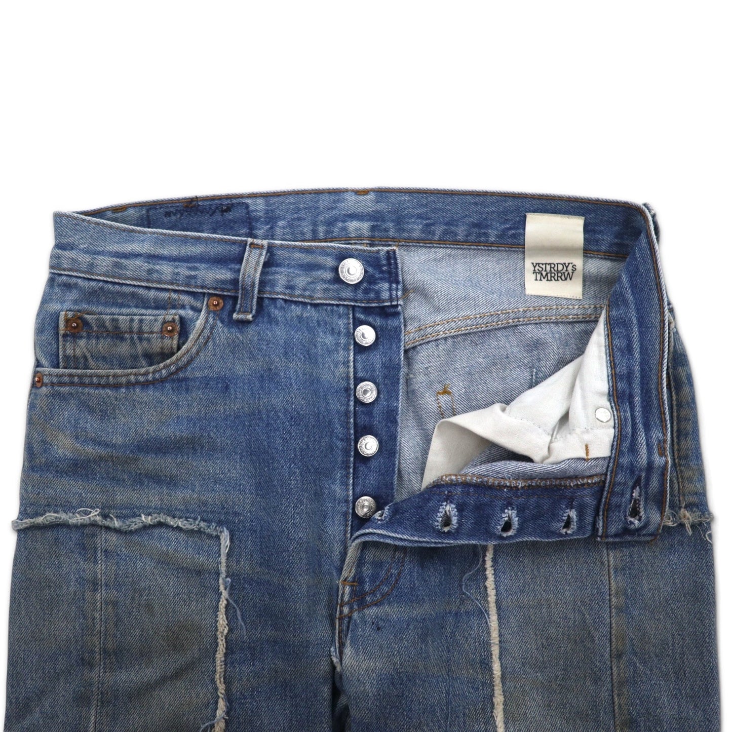 YSTRDY’S TMRRW FLEA MARKET JEANS リメイク デニムパンツ USAヴィンテージ 再構築 ジーンズ M インディゴ ブルー コットン