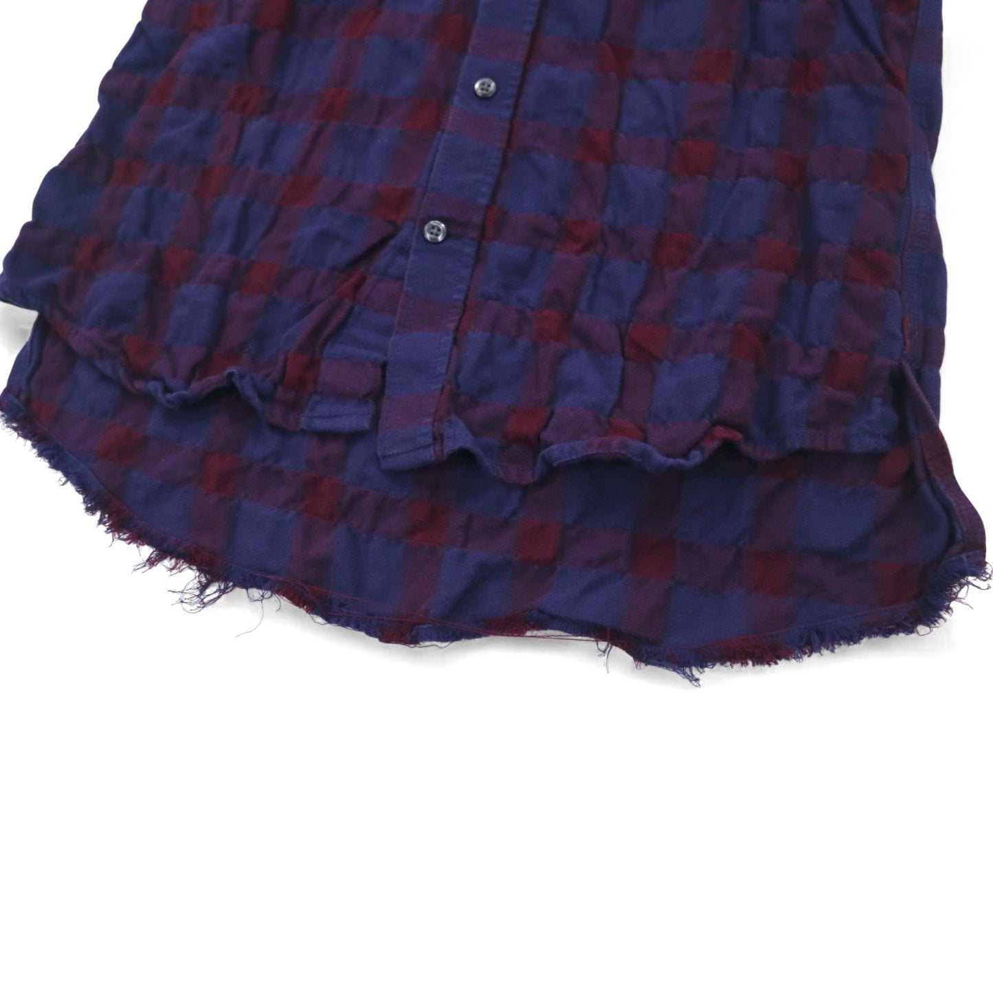 DIESEL カットオフ グランジ チェックシャツ M ネイビー パープル ユーズド加工