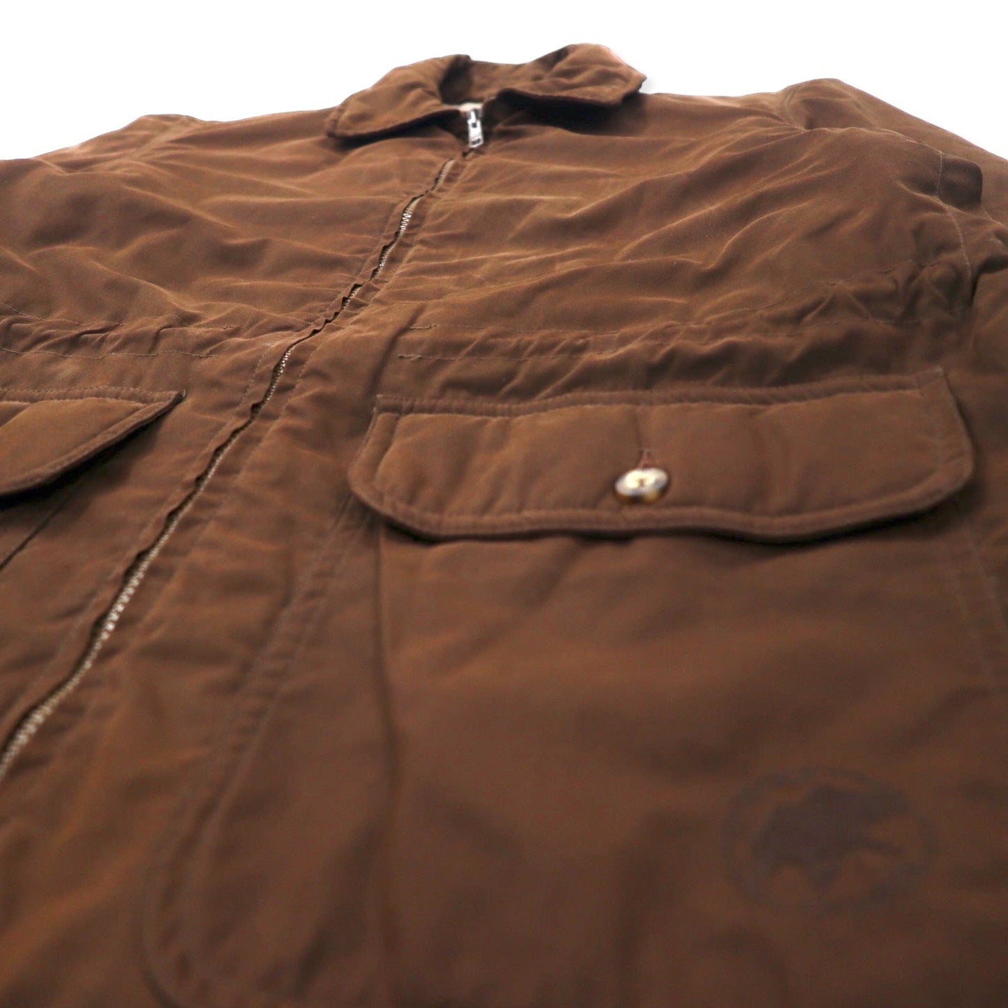 HUNTING WORLD フィールドジャケット 40 ブラウン ポリエステル 中綿 キルティングライナー ドローコード ririジップ イタリア製