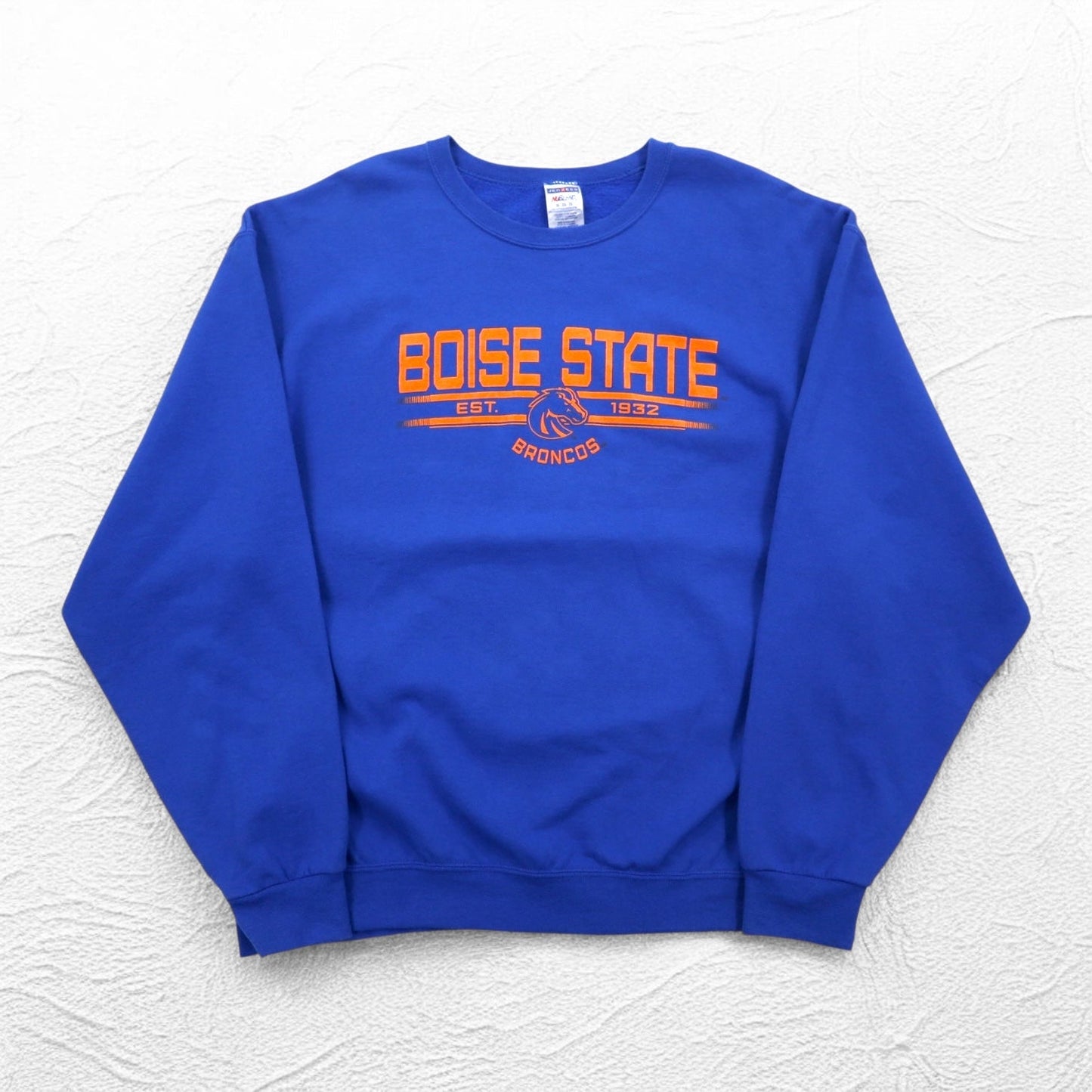 JERZEES 90年代 カレッジプリント スウェット XL ブルー 裏起毛 NCAA フットボール BOISE STATE BRONCOS ホンジュラス製