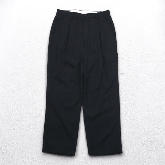 TOMMY HILFIGER ブルガリア製 00年代 タック ワイド スラックスパンツ M グレー ウール